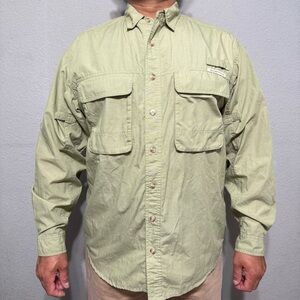 Exofficio Insect Shield Men‎ Sage Green Utility Cargo Long Sleeve Shirt Size L